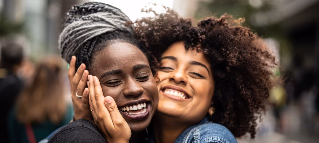 Happy couple hugging